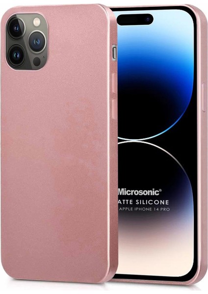 Matte Silicone Apple iPhone 14 Pro Kılıf Rose Gold