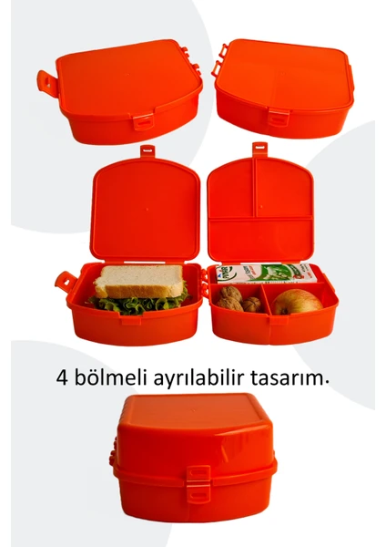 4 Bölmeli Yemek Kabı Sandviç Kutusu Lunchbox Lunch Box Beslenme Bölmeli Yemek Kabı Yemek Kutusu