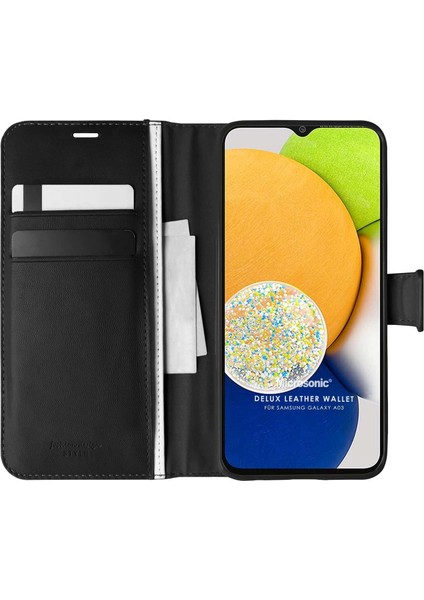 Samsung Galaxy A03 Kılıf Delux Leather Wallet Siyah