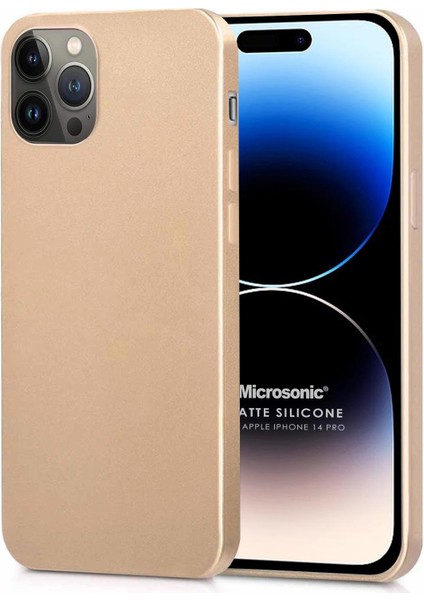 Matte Silicone Apple iPhone 14 Pro Kılıf Gold