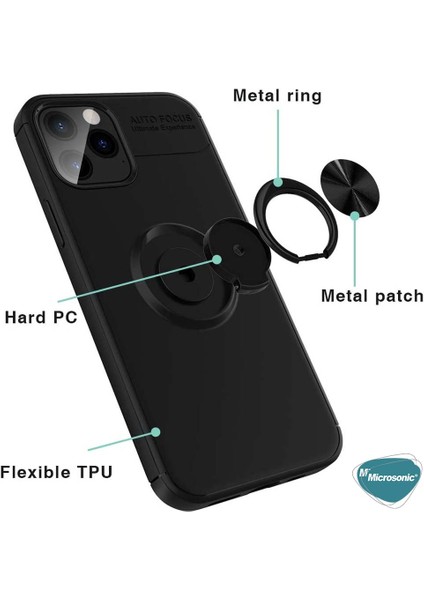 Apple iPhone 14 Pro Max Kılıf Kickstand Ring Holder Lacivert