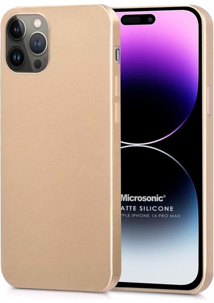 Matte Silicone Apple iPhone 14 Pro Max Kılıf Gold