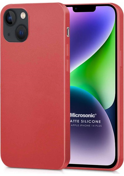 Matte Silicone Apple iPhone 14 Plus Kılıf Kırmızı