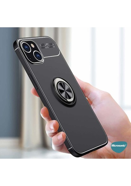 Apple iPhone 14 Plus Kılıf Kickstand Ring Holder Siyah