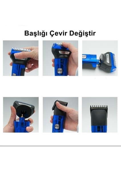 Blue 3in1 Tıraş Makinası Profesyonelleri Tercihi Erkek Bakım Seti Günlük Sakal Saç Traş Kulak Burun modelleri
