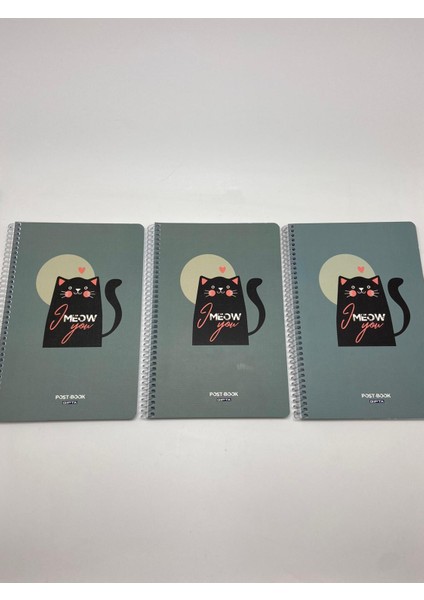 Post-Book Spiralli Karton Kapak 17X24 80 Yaprak Kareli Defter 3'lü