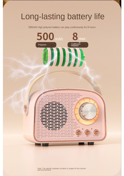 Retro Bluetooth Hoparlör - Pembe (Yurt Dışından) indirimleri