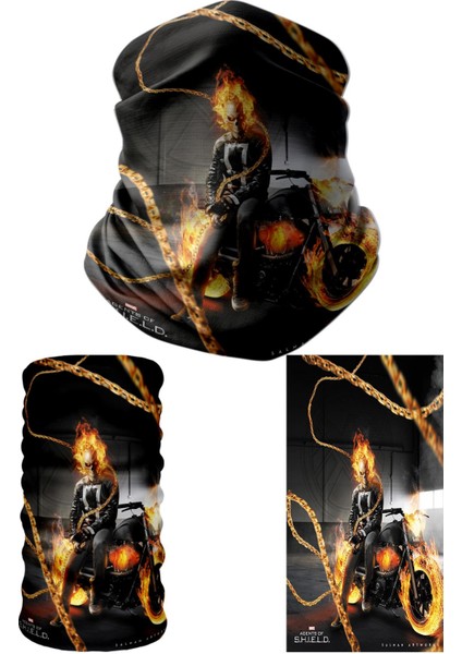 Extreme Ghost Rider Bike Desenli Boyunluk Bandana