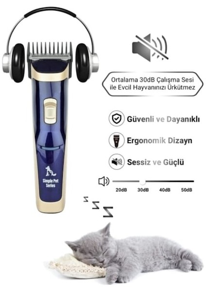 CUT-650 Turbo Kedi Köpek Tıraş Seti Pet Evcil Hayvan Tüy Kesme Traş Tıraş Makinesi