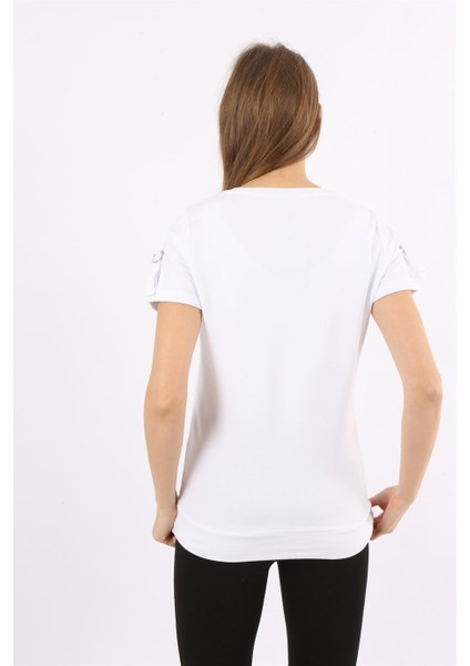Baskılı Kısa Kollu V Yaka T-Shirt