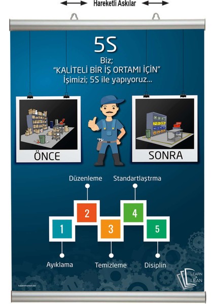 Hareketli Askılı Aluminyum Poster Afiş Tutucu 50 cm