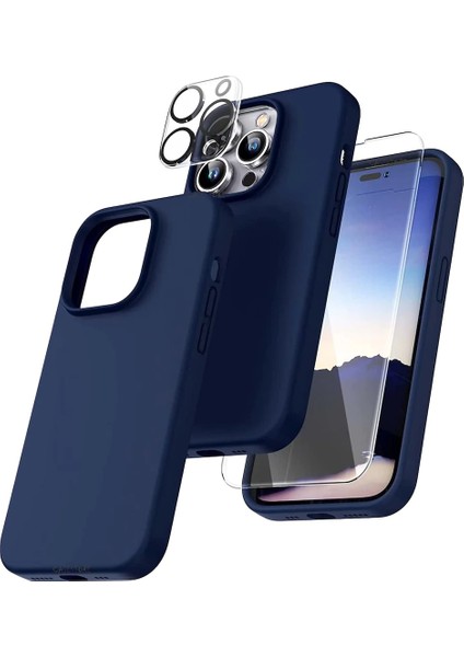 Iphone 14 Pro Max Uyumlu Kılıf Ekran Koruyucu ve Lens Koruyucu 360 Derece Koruma Set 3in1