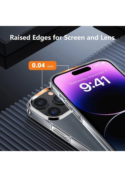 Apple Iphone 14 Pro Max Kılıf Şeffaf Ekran ve Lens Koruyucu Zırh 360 Derece Korumalı Set