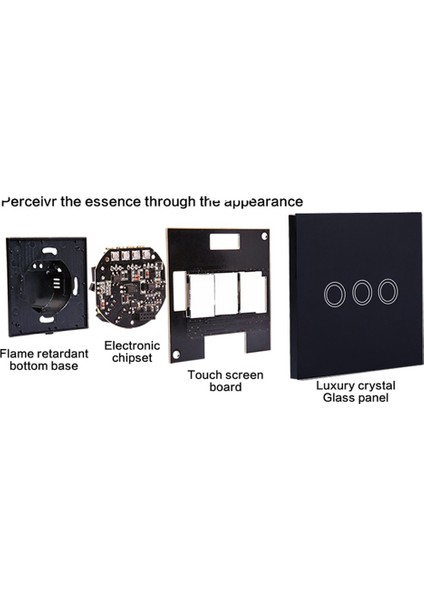 Uzaktan Kumandalı Su Geçirmez LED Işık Dokunmatik Ekran Duvar Anahtarı - Siyah (Yurt Dışından)