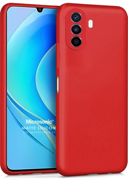 Matte Silicone Huawei Nova Y70 Kılıf Kırmızı