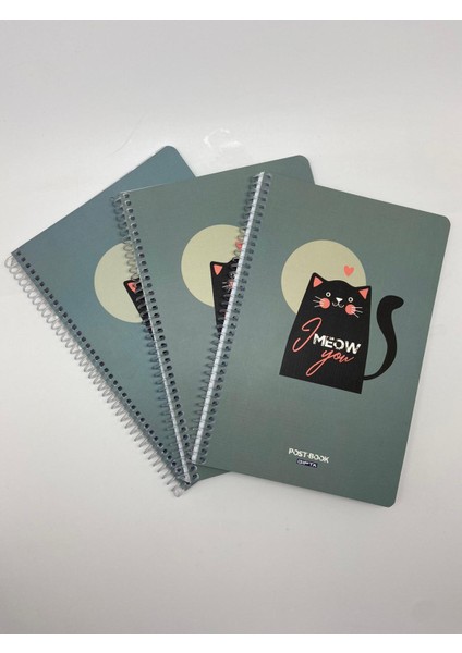 Post-Book Spiralli Karton Kapak 17X24 80 Yaprak Kareli Defter 3'lü