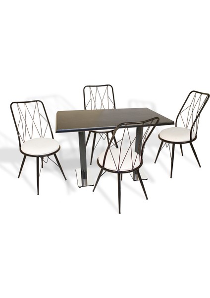 Karanfil Werzalit - Royal Mutfak Masa Takımı 70 x 120 cm - Siyah Beyaz