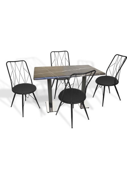 Karanfil Werzalit - Royal Mutfak Masa Takımı 80 x 120 cm - Royal Mermer Siyah