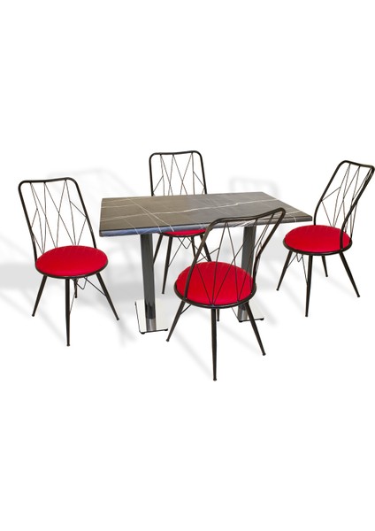 Karanfil Werzalit - Royal Mutfak Masa Takımı 80 x 120 cm - Royal Mermer Kırmızı