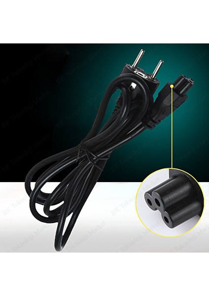 Laptop Adaptörü Şarj Elektrik Kablosu 3'lü - Yonca Power Kablosu - Güç Aktarım ve Iletim Kablosu