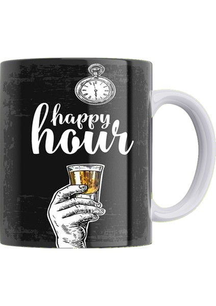 Happy Hour Çift Taraflı Baskılı Porselen Kupa