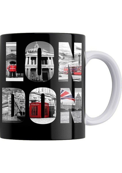 London Çift Taraflı Baskılı Porselen Kupa
