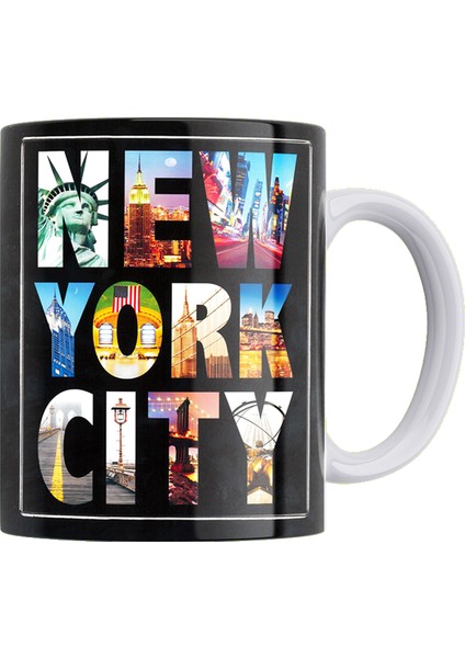 New York Çift Taraflı Baskılı Porselen Kupa
