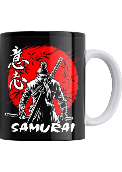 Samurai Çift Taraflı Baskılı Porselen Kupa