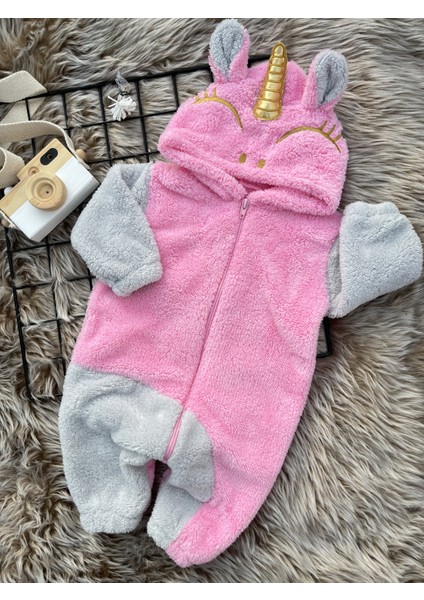 Welsoft Peluş Unisex Fermuarlı Kışlık Unicorn Bebek Uyku Tulumu