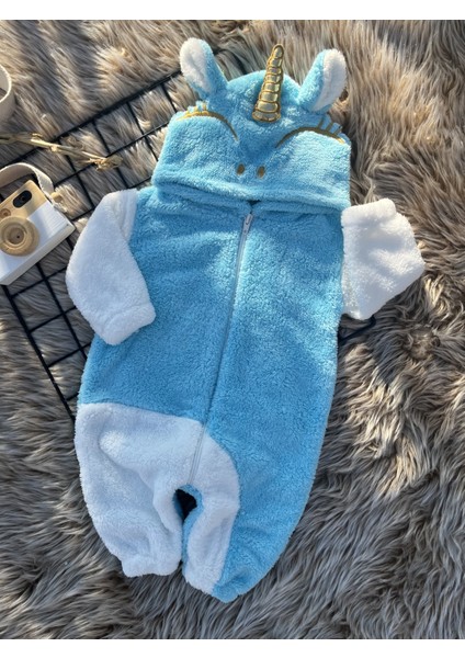 Welsoft Peluş Unisex Fermuarlı Kışlık Unicorn Bebek Uyku Tulumu