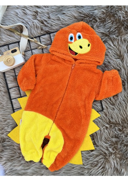 Welsoft Peluş Unisex Fermuarlı Kışlık Dinozor Bebek Uyku Tulumu