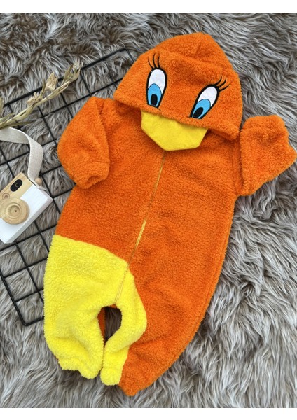 Welsoft Peluş Unisex Fermuarlı Kışlık Ördek Bebek Uyku Tulumu