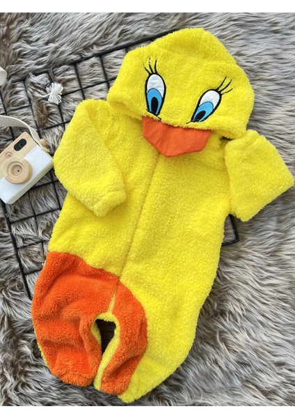Welsoft Peluş Unisex Fermuarlı Kışlık Ördek Bebek Uyku Tulumu