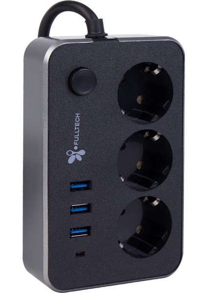 Fulltech 3 Priz 3xusb 2 mt Kablo Anahtarlı Akım Korumalı Priz Ftr-02