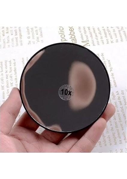 Büyüteçli Vantuzlu Ayna - 10 x Büyüteç Makyaj Aynası - Sabitlenebilir - Pratik Kullanışlı 9cm