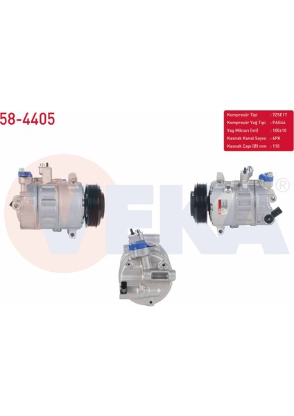 Klıma Kompresoru 6pk 110MM Audı A3 1.6 2003-2012/ Seat Leon 1.4 Tsı 2005-2012/ Skoda Superb 1.6 Tdı 2010-2015/ Vw Caddy Iıı 2.0 Tdı 2004-2015/ Golf V 1.6i 2003-2009/ Passat 1.6 Tdı 2008-2012