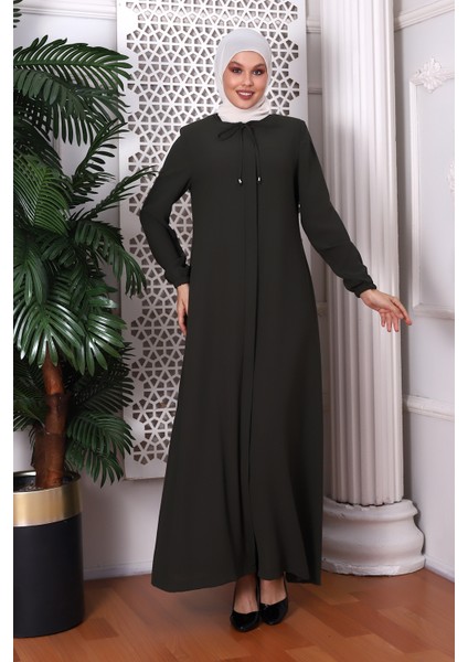 Düz Haki Boyundan Bağcıklı Ferace 9229-22 fırsatları