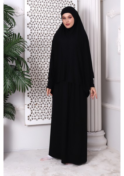 Iki Parça Pratik Namaz Elbisesi 8016 Siyah