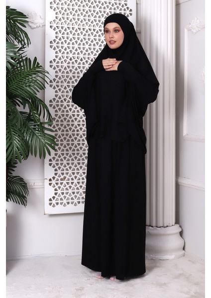 Iki Parça Pratik Namaz Elbisesi 8016 Siyah modelleri