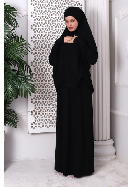 Iki Parça Pratik Namaz Elbisesi 8016 Siyah fırsatları