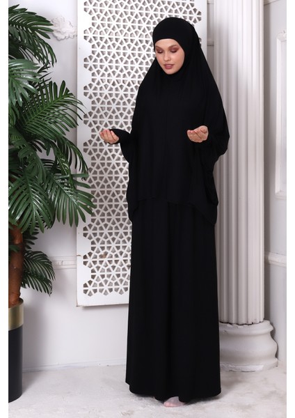 Iki Parça Pratik Namaz Elbisesi 8016 Siyah indirimleri
