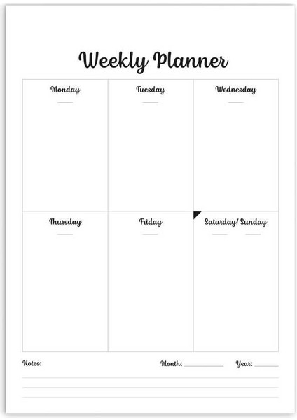 Haftalık Planlama Not Defteri Vintage Weekly Planner
