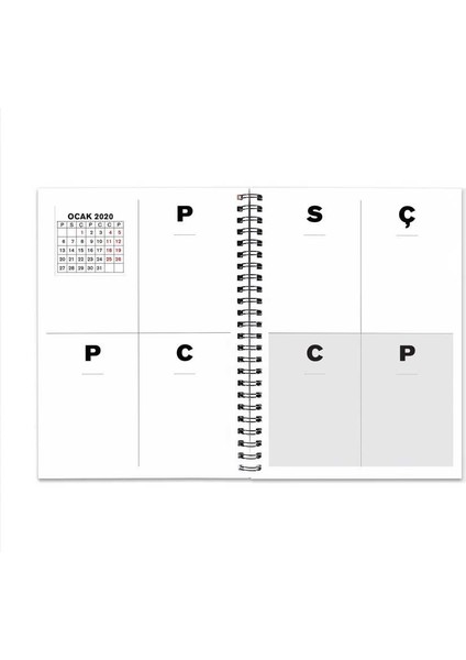 Tarihli Ajanda - Haftalık Planlayıcı (Sümen) - A5 Boy Kraft Kapak