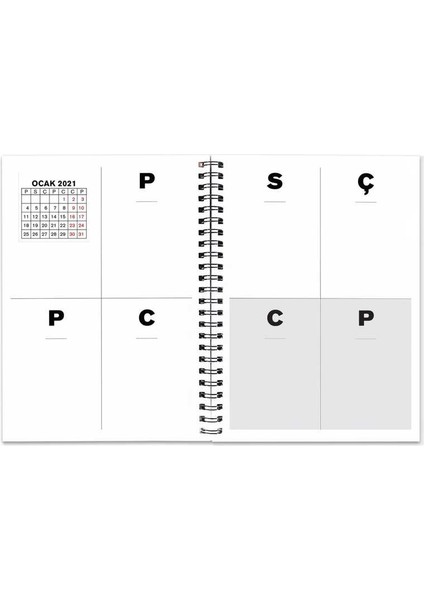 Tarihli Ajanda - Haftalık Planlayıcı (Sümen) - A5 Boy Kraft Kapak