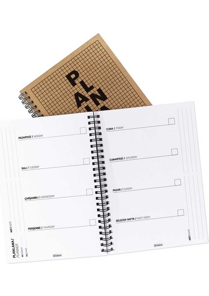 Tarihsiz Ajanda - Haftalık Planlayıcı (Sümen) - A5 Boy Kraft Kapak