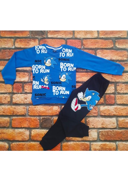 Unisex Sonic The Hedgehog Desenli Pijama Takımı %100 Pamuk