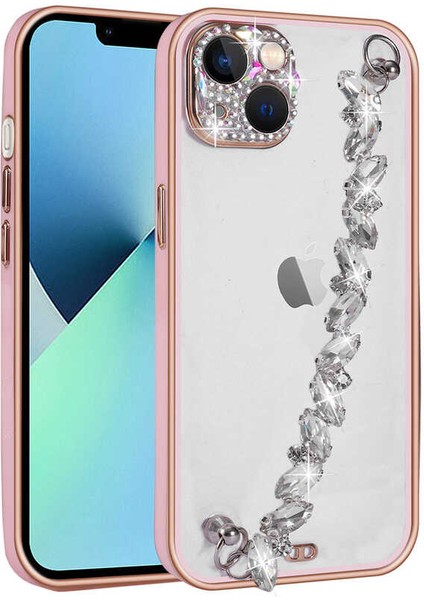 Apple iPhone 13 Kılıf Taş Süslemeli Kamera Korumalı El Tutamaçlı Blazer Kapak
