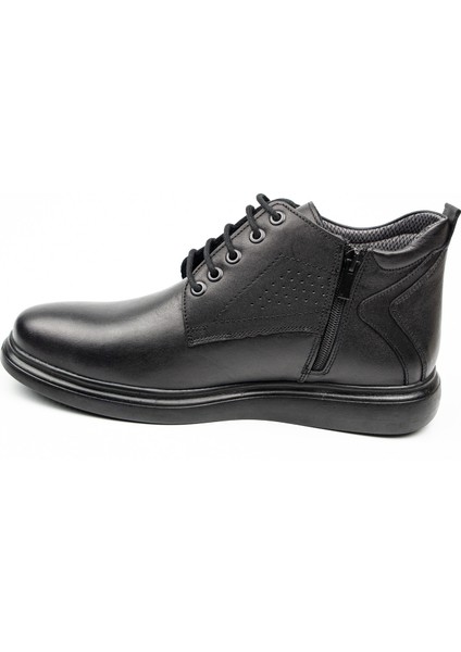 1056 Erkek Fermuarlı Deri Bot Siyah modelleri