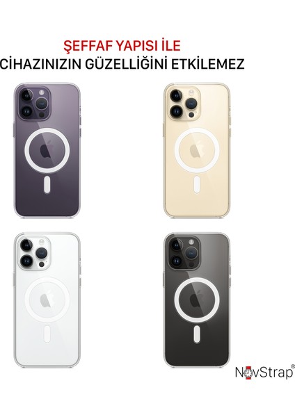 Apple iPhone 14 Pro Magsafe Uyumlu Kılıf 6.1 Inç Şeffaf Magsafe Kamera Korumalı Kapak