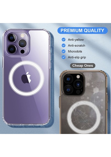 Apple iPhone 14 Pro Magsafe Uyumlu Kılıf 6.1 Inç Şeffaf Magsafe Kamera Korumalı Kapak